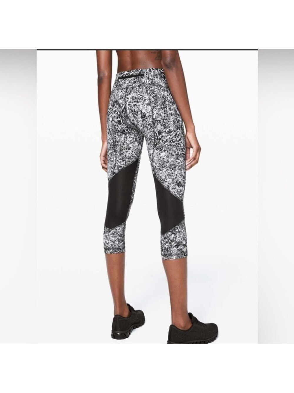 Lululemon Pace Rival Crop *22"- Paint Splash Silver Drop Multi / Black- Size 4
